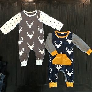 Two Deer Antler Baby Onesie Suits